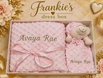 Frankie's Dress Box Personalised Pink Plush Embroidered Teddy Bear Blanket Set