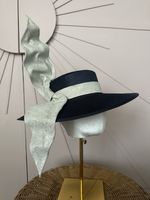 Statement Navy & Silver Sculptural Hat | Reworked Vintage Ascot Wedding Piece