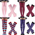 Thigh High Socks Set Stockings Women Festival Cosplay Striped Socks Gloves Socks