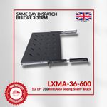 1U 19" 350mm Deep Sliding Shelf - Black