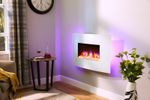 Electric Fire Wall Mounted White Curved Glass - Endeavour Fires Egton White