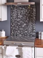 Laura Ashley Lisette Metallic Charcoal Glass Kitchen Splashback 600 x 750mm