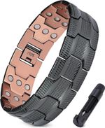 Pure Copper Bracelet for Men,3X Ultra Strength Magnetic Bracelet 57 Magnet,Black