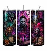 Horror Themed Movie Character Print Tumbler with Lid & Straw