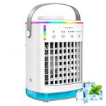 Portable 4-in-1 Evaporative Air Cooler Fan 4 Speeds Mist Timer 7-Color Light
