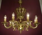LARGE BRASS CHANDELIER LARGE 10 LIGHT LAMP SPANISH OLD Ø 28"