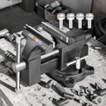 4-1/2" Bench Vise Clamp Swivel Base Forged Steel Workbench Vice Pipe Jaw DIY