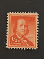 Benjamin Franklin 1/2 Cent Stamp. Red. Very Rare.