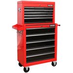 Excel 14 Drawer Top Chest Roller Cabinet & Tool Chest with Tool Tray Black/Red
