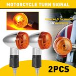 2Pcs Bullet Chrome Motorcycle Turn Signal Indicators Lights Amber Lamp Universal