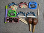 Assortment Of Beginner Percussion Instruments - Sleigh Bells, Castanets,  Etc