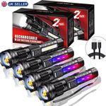 2-4 PCS Super Bright LED Flashlight 99000000 LM Tactical Torch Zoom Rechargeable