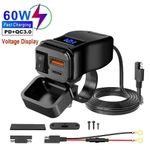 Dual Waterproof USB Port Motorbike Motorcycle Charger Socket Black Power-Adapter