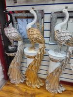 X-Large 120cm Italian Crushed Diamond Ceramic Peacock Display Ornament Stand Rom