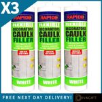 3 x WHITE FLEXIBLE DECORATORS CAULK FILLER 260ML FOR GAPS & CRACKS SEALANT NEW