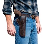 Premium Single Action Western Style Embossed Dark Brown Leather Gun Holster .38