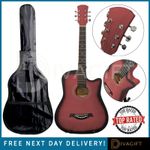 COFFEE BROWN ACOUSTIC GUITAR FOR ADULT BEGINNERS CUTAWAY HARDWOOD FINISH 38 INCH