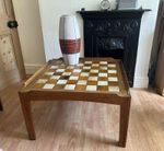 Vintage Mid Century Modern Teak Tiled Danish Coffee Table By TRIOH, chess