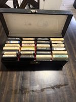 Vintage 8 Track Tape Lot 24 pcs w/ Storage Case Mixed Artists Untested Read