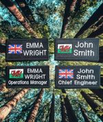 PERSONALISED 5x10 cm Union Jack sew on hook and loop badge embroidered patch