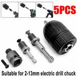 2- 13mm Keyless Drill Chuck Screwdriver Impact Driver Adapter 1/4" Hex-Shank UK