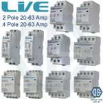 2 Pole 4 Pole 20 Amp 25 Amp 32 Amp 40 Amp 63 Amp Contactor Normal Open DIN Rail