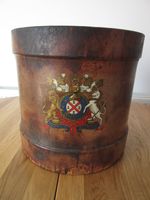 1940's LEATHER MILITARY CORDITE LOG BUCKET VINTAGE UMBRELLA STICK STAND 11.5"