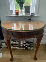 Antique Burr Walnut Demi-lune Console Table