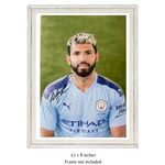 Sergio Aguero Hand Signed Man City Portrait Autograph A4 Photo PSA Approved, COA