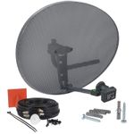 80cm Zone 2 Satellite Dish, Twin LNB + 30m Black Twin Cable Kit For Sky Freesat