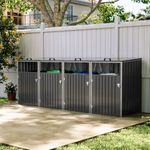 Four Triple Wheelie Bin Storage Metal Store Cover Garden Rubbish Dustbin 1-4Shed