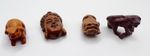 4 Japanese Netsuke Figures Signed Buddha Mask Toad Animal Carvings