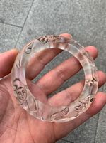 Wonderful Chinese White Crystal Hand Carved *Figurer* Bangle Bracelet !!!