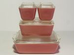 Vintage Pyrex Pink Refrigerator Set 501 501 502 503 With Lids