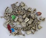 Vintage solid silver albert charm bracelet &many silver charms, Nuvo,rare,moving