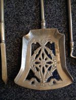 Set of Antique Victorian Brass Fire Irons FireSide Tools Shovel Poker Tongs 
