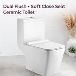 Modern Close Coupled Toilet Soft Close Seat Eco Dual Flush WC Pan