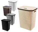 65L Large Woven Plastic Rattan Laundry Washing Bin Multi Storage Rattan Basket