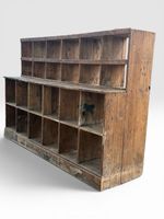 Large Vintage Wooden Pigeon Hole Unit Rustic Storage Cabinet Shelving Rack