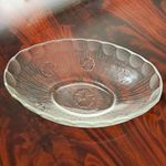 Clear Glass Oval Floral Pattern Serving Bowl Flower Theme for Adults