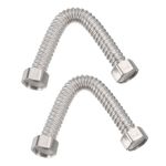 2 Pack G1/2 x 7.87 Inch Stainless Steel Corrugated Water Heater Connector Hose