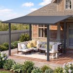 2.4x3.6m Metal Lean-to Gazebo Wall Mounted Iron Hardtop Pergola Heavy Duty