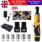 3/8" 90 Angle Wrench Set Electric Cordless Right Ratchet Tool Kit W/2 Batteries