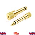 2x Headphone Adapter Small to Big 3.5mm to 6.35mm 1/4 Inch Jack Audio Adaptor