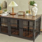 Large Wooden Dog Crate Indoor Aesthetic Puppy Kennel Cage Pet House Nesting Bed