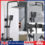 Exposed Shower Taps Mixer Valve Black Bathroom Square Twin Head Bar Shower Set