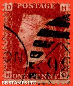 SG. 43/44. G1. " HD ". 1d Rose - Red plate 225.  A fine used example. B56809