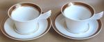 ROSENTHAL VERSACE MEDAILLON MEANDRE MARRON TWO TEA CUPS & SAUCERS (11884)