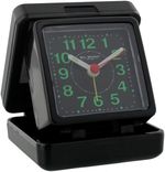 Widdop Black Quartz Travel Alarm Clock with Black Case - Holiday / Travelling 
