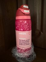 Owala Insulated Leakproof Straw Water Bottle Push Button Lid 945mL Pink Floral